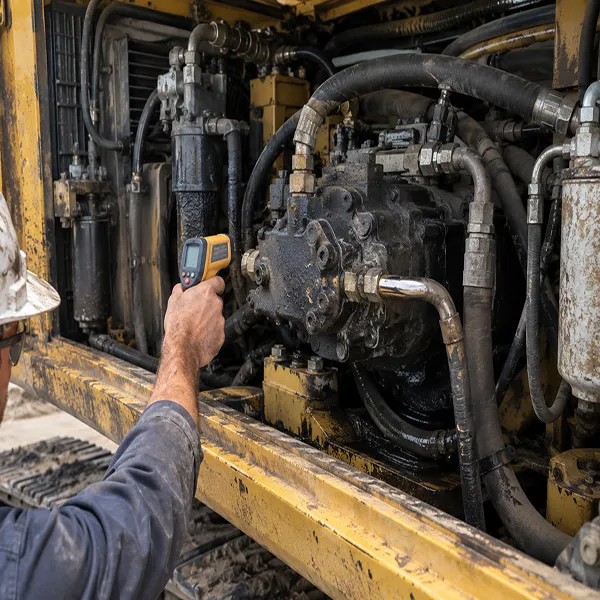 Excavator hydraulic oil overheating caused by dirty oil cooler