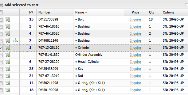 Examples of original part numbers